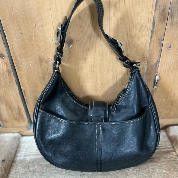 Coach Black Leather y2k Hobo with Buckle - Picture 2 of 7